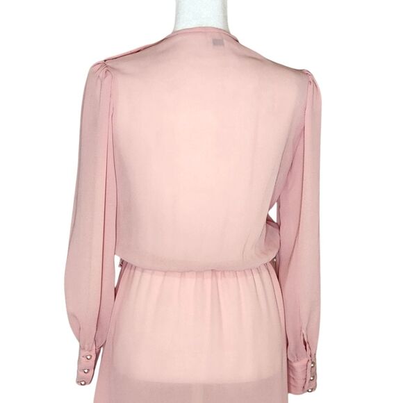 ZiZi Petites by Barbara Chodos Vintage 70s Chiffon Midi Dress Sheer Pink Size 6 - Picture 5 of 14
